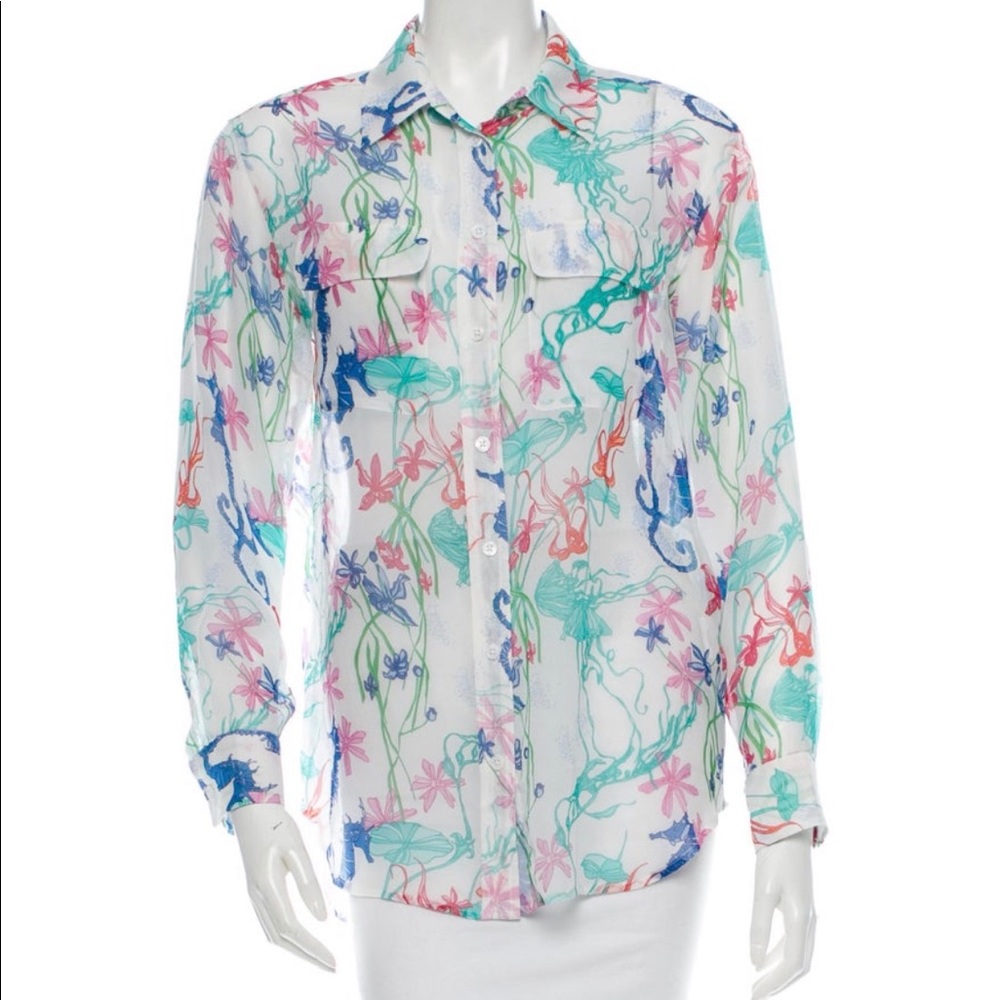 🎉HP🎉 Equipment Femme Seahorse Silk Button down